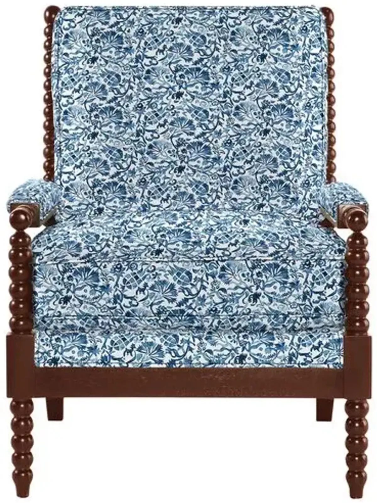 Bankwood Spindle Chair - Aurora Indigo Floral - Handcrafted - Blue