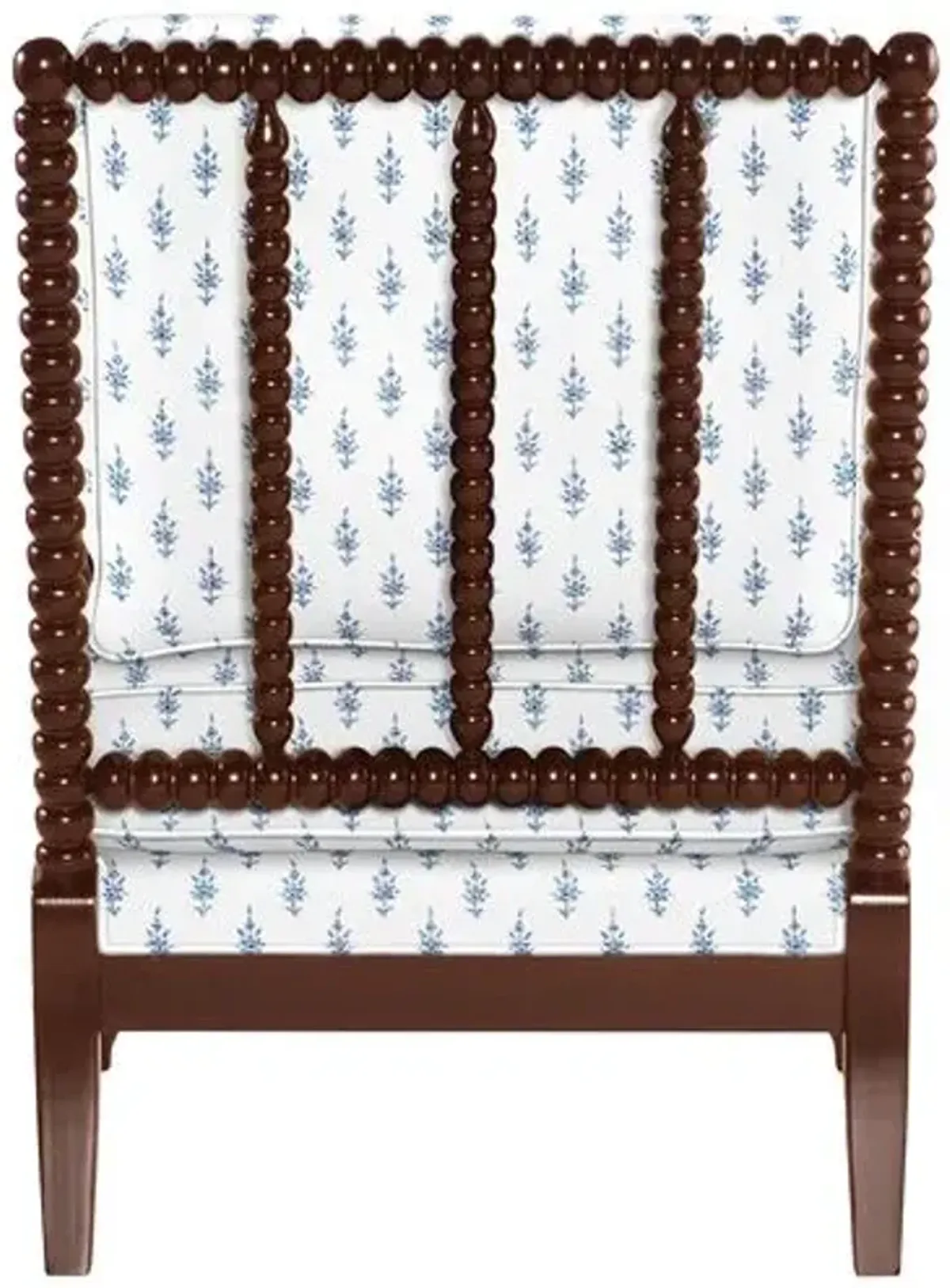 Bankwood Spindle Chair - Leyland Sky Block Print - Handcrafted - Blue