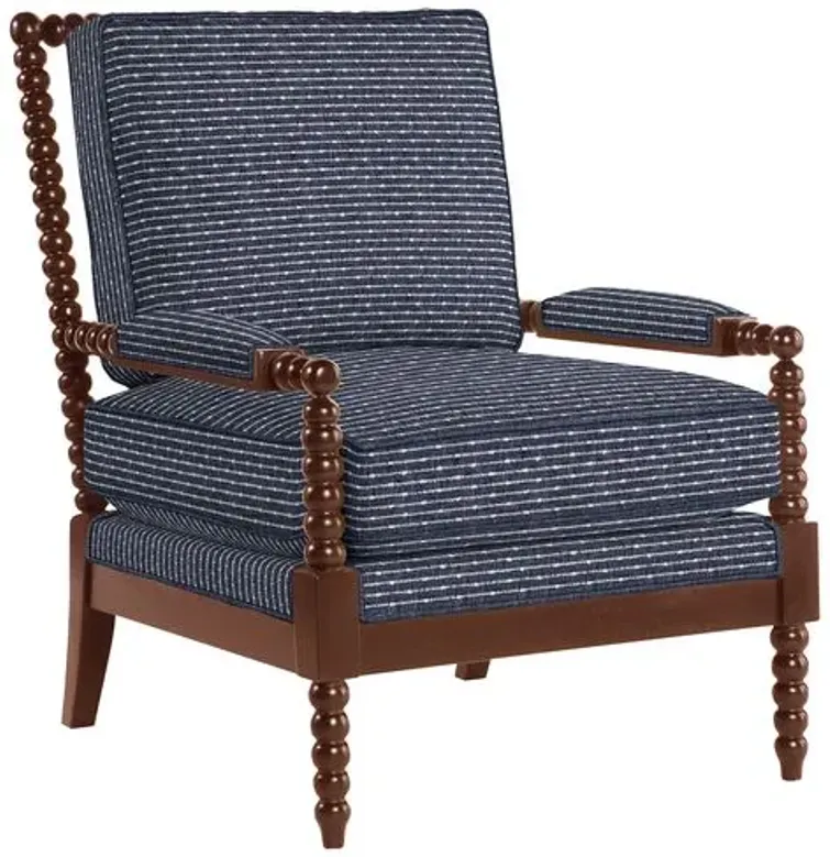 Bankwood Spindle Chair - Marina Stripe - Handcrafted - Blue