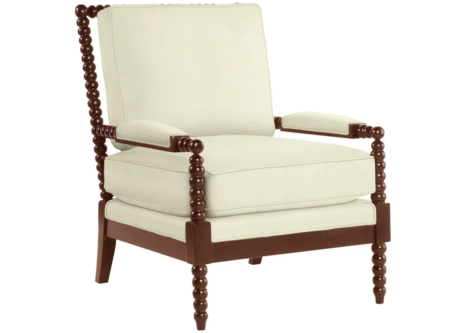 Bankwood Spindle Chair - Crypton Linen - Handcrafted - Ivory