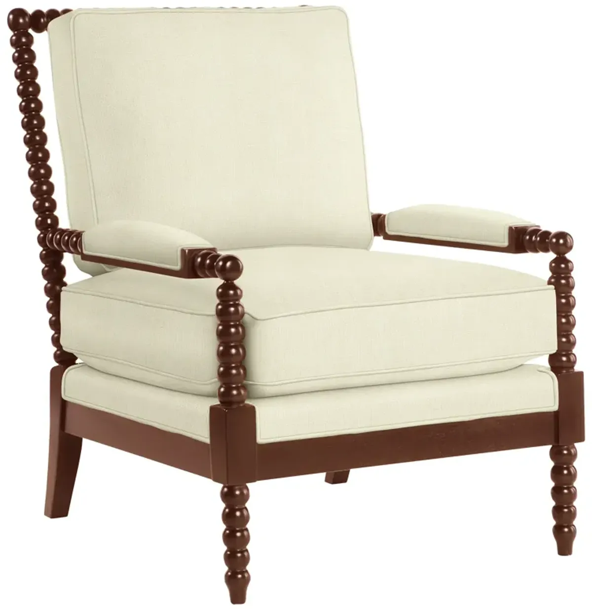 Bankwood Spindle Chair - Crypton Linen - Handcrafted - Ivory