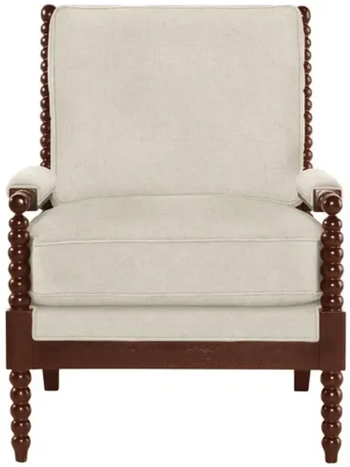 Bankwood Spindle Chair - Crypton Linen - Handcrafted - Ivory