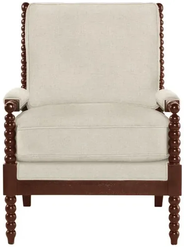 Bankwood Spindle Chair - Crypton Linen - Handcrafted - Ivory