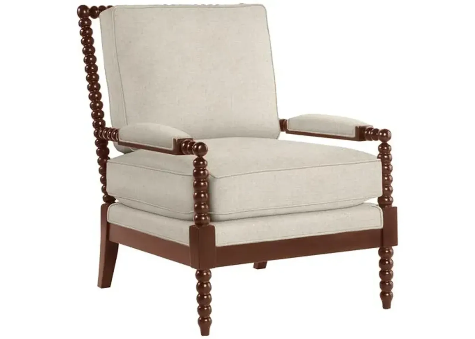 Bankwood Spindle Chair - Crypton Linen - Handcrafted - Ivory