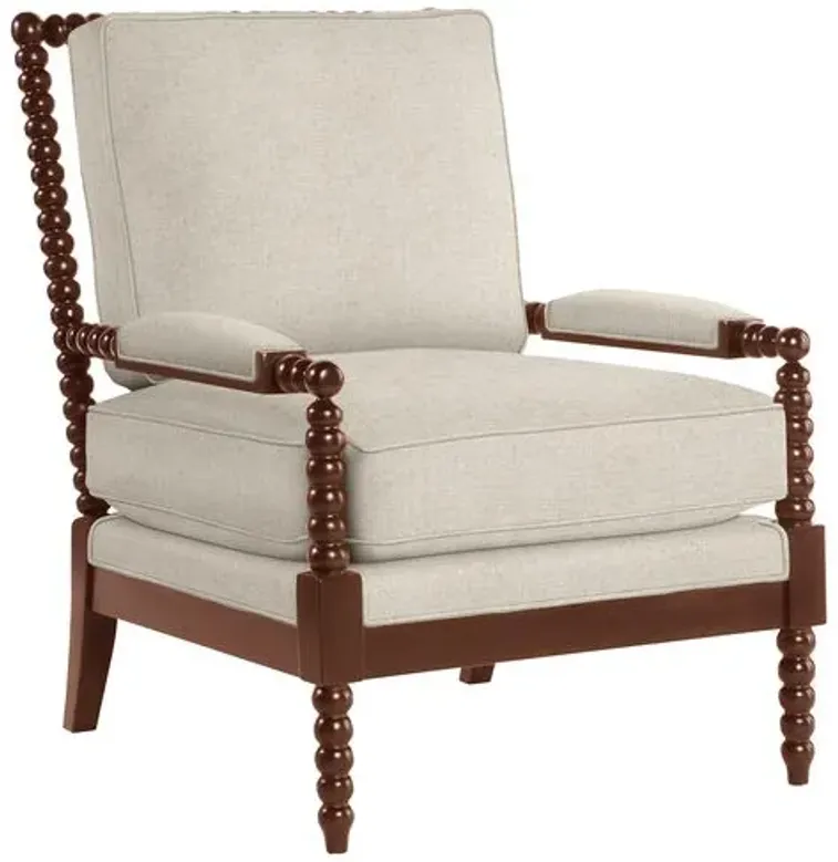 Bankwood Spindle Chair - Crypton Linen - Handcrafted - Ivory