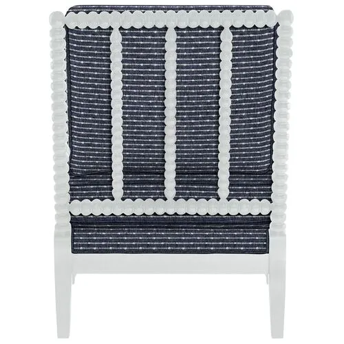 Bankwood White Spindle Chair - Marina Stripe - Handcrafted - Blue