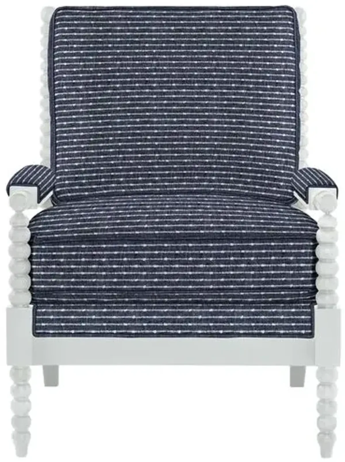 Bankwood White Spindle Chair - Marina Stripe - Handcrafted - Blue