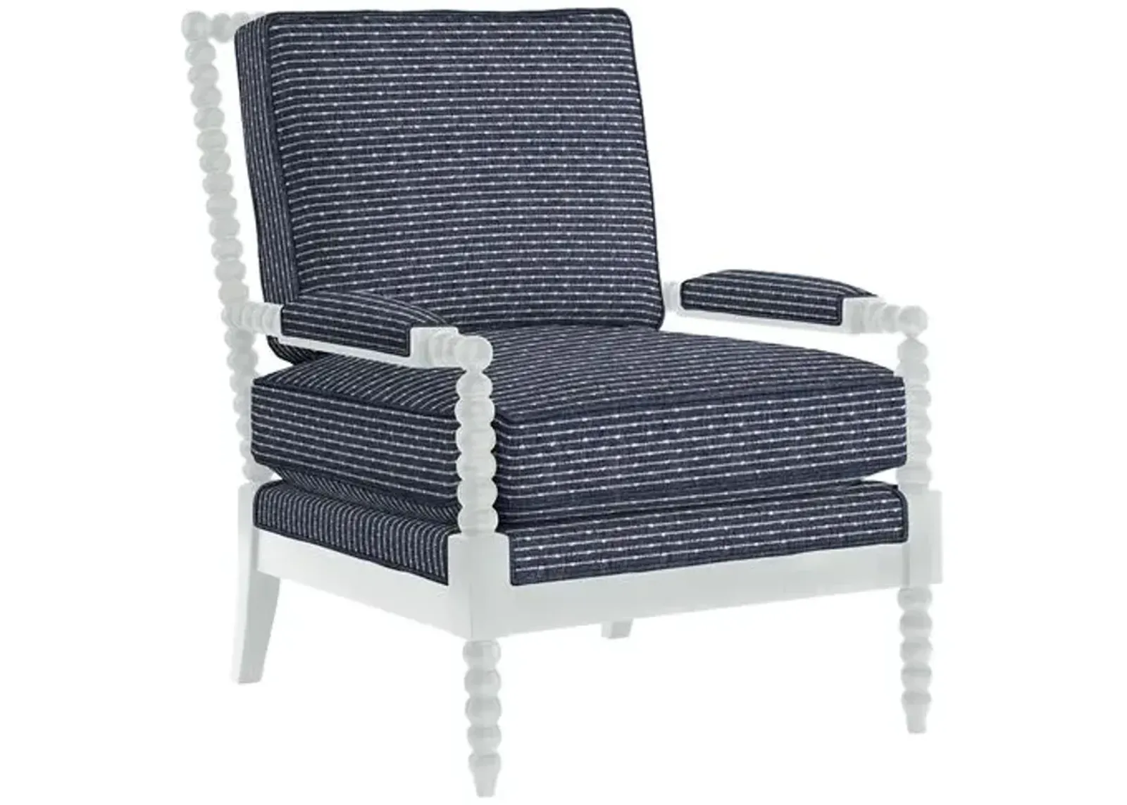 Bankwood White Spindle Chair - Marina Stripe - Handcrafted - Blue