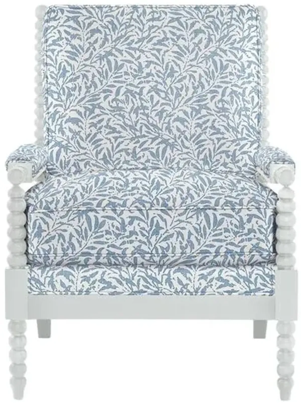 Bankwood White Spindle Chair - Lunden Floral - Handcrafted - Blue