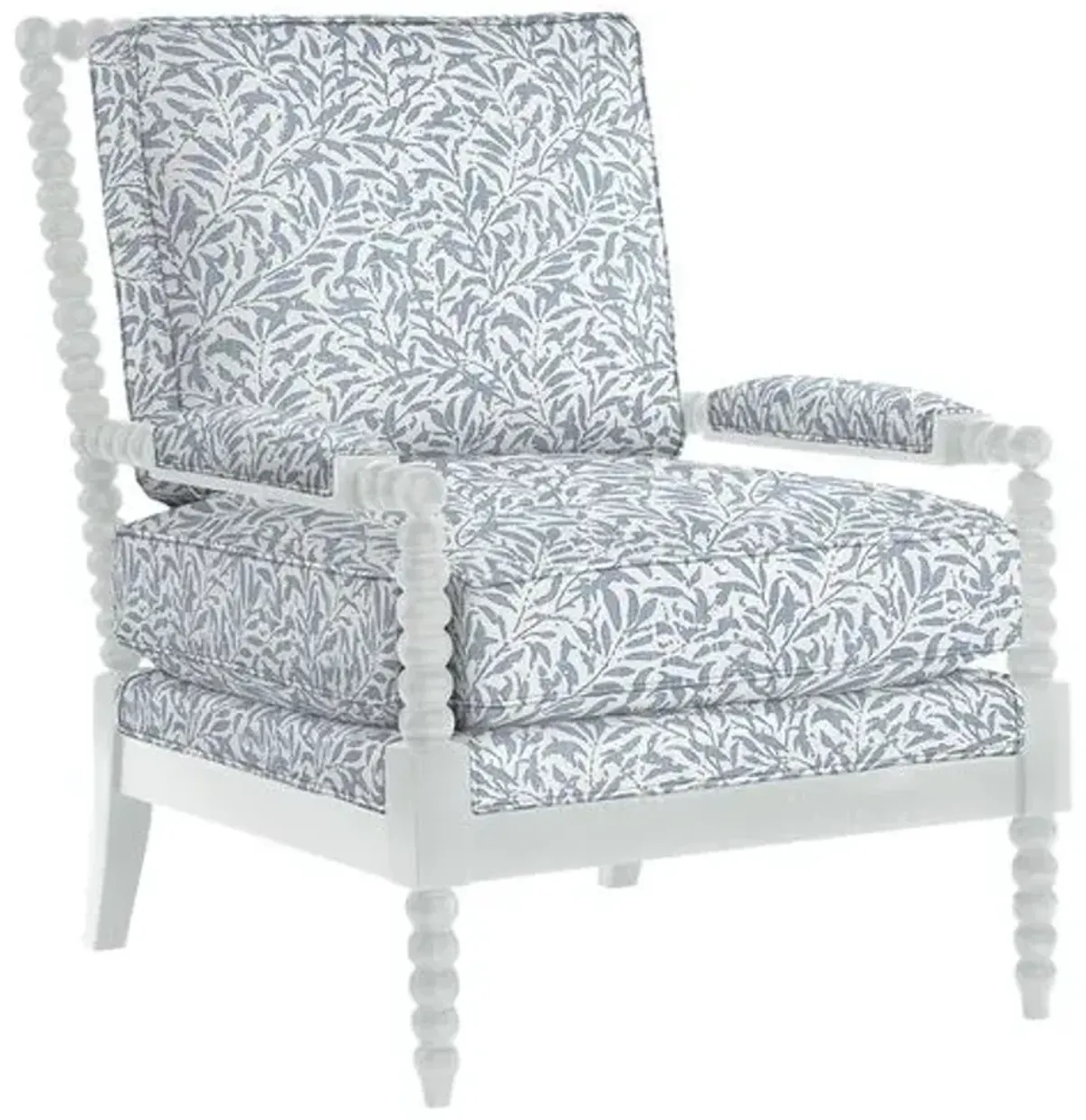 Bankwood White Spindle Chair - Lunden Floral - Handcrafted - Blue