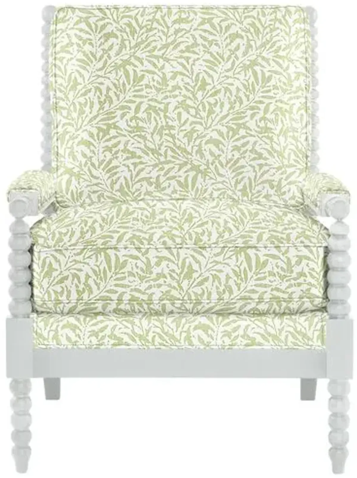 Bankwood White Spindle Chair - Lunden Floral - Handcrafted - Green