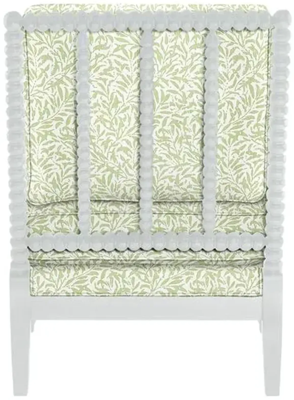 Bankwood White Spindle Chair - Lunden Floral - Handcrafted - Green