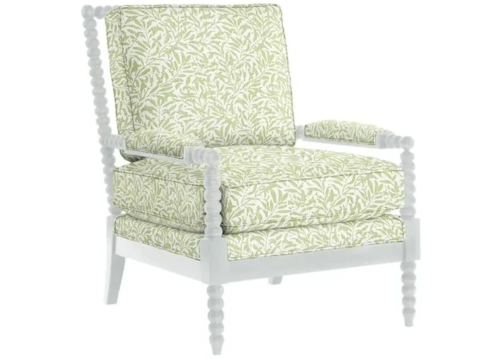 Bankwood White Spindle Chair - Lunden Floral - Handcrafted - Green