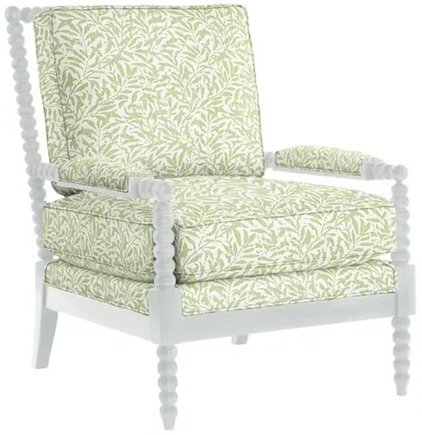 Bankwood White Spindle Chair - Lunden Floral - Handcrafted - Green