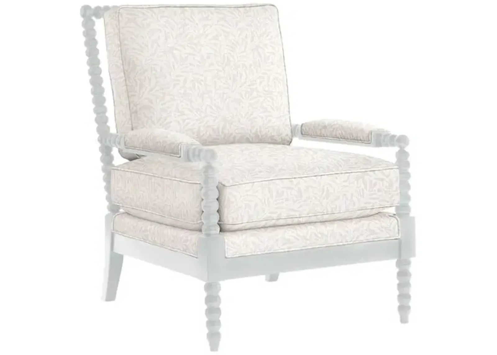 Bankwood White Spindle Chair - Lunden Floral - Handcrafted - Ivory