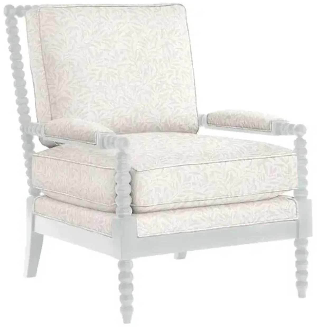 Bankwood White Spindle Chair - Lunden Floral - Handcrafted - Ivory