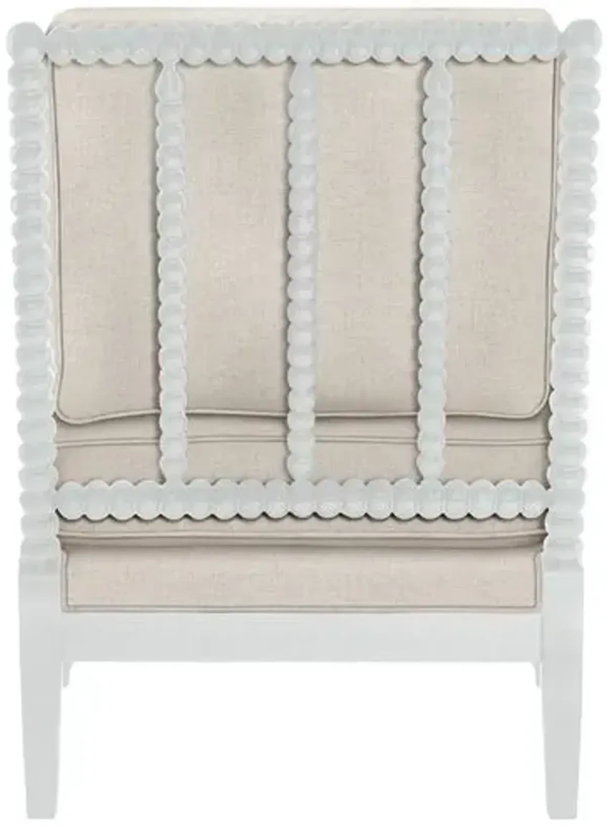 Bankwood White Spindle Chair - Crypton Linen - Handcrafted - Ivory