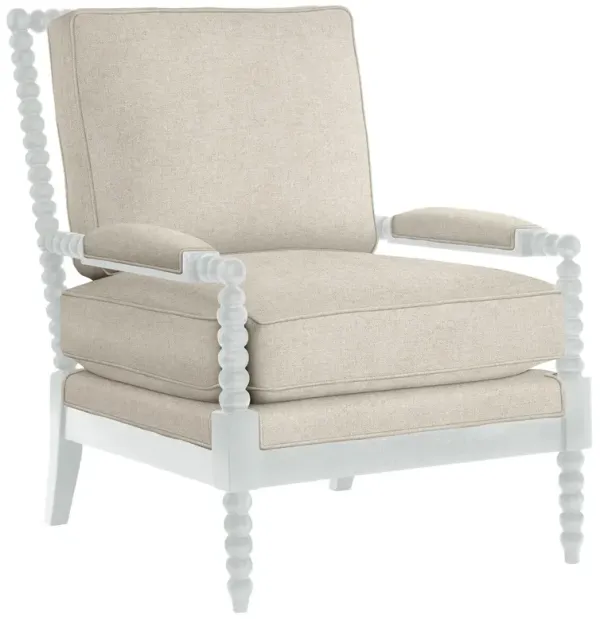 Bankwood White  Spindle Chair, Crypton Linen