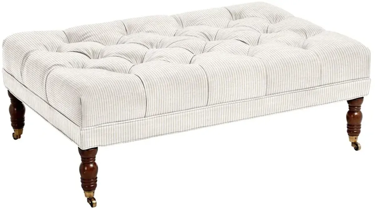 Anna Cocktail Ottoman, Inside Out Ticking Stripe