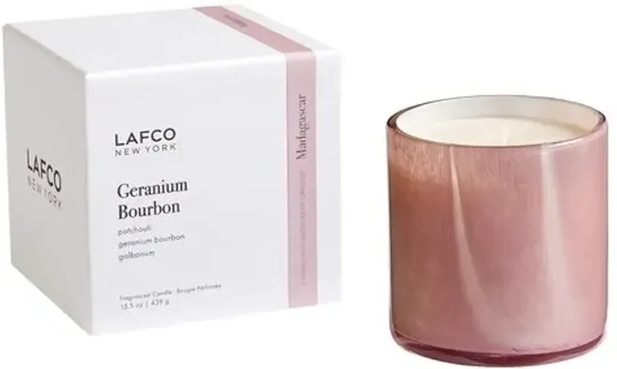 15.5oz Geranium Bourbon Candle - LAFCO New York - Pink