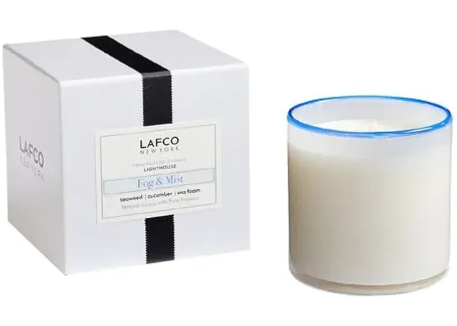 15.5oz Fog & Mist Signature Candle - Lighthouse - LAFCO New York - White