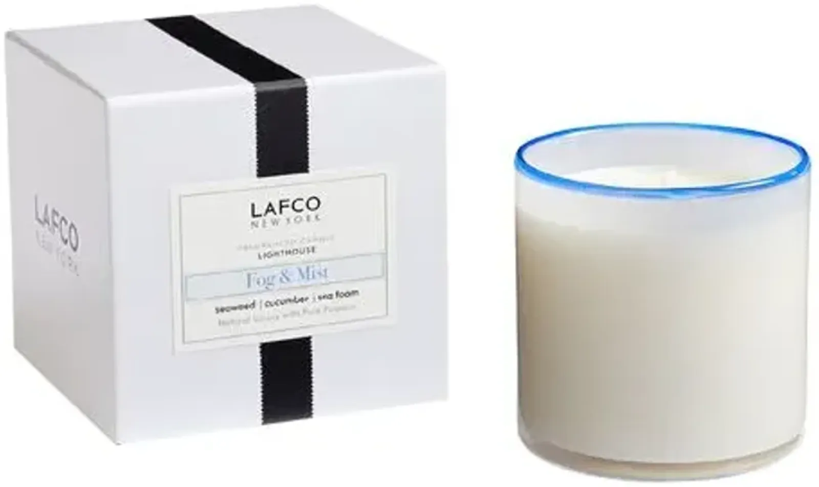 15.5oz Fog & Mist Signature Candle - Lighthouse - LAFCO New York - White