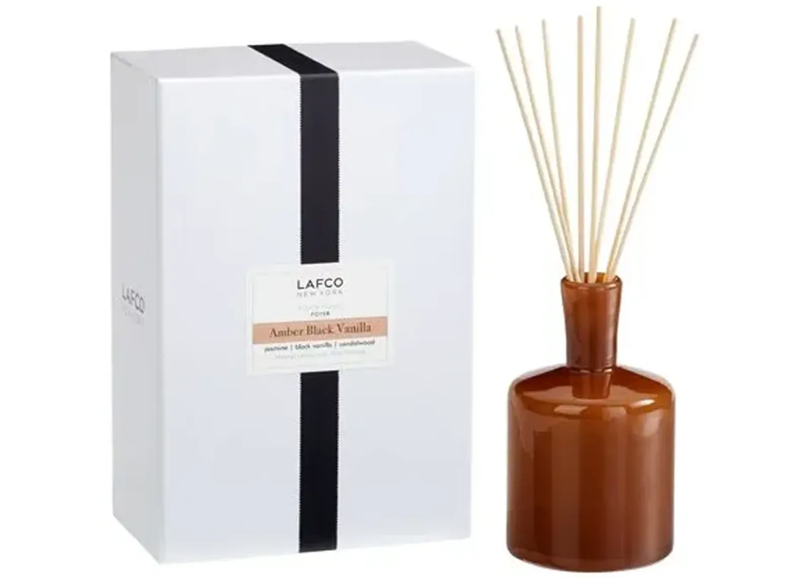 15oz Amber Black Vanilla Reed Diffuser - Foyer - LAFCO New York - Brown