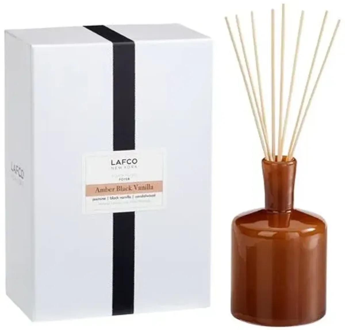 15oz Amber Black Vanilla Reed Diffuser - Foyer - LAFCO New York - Brown