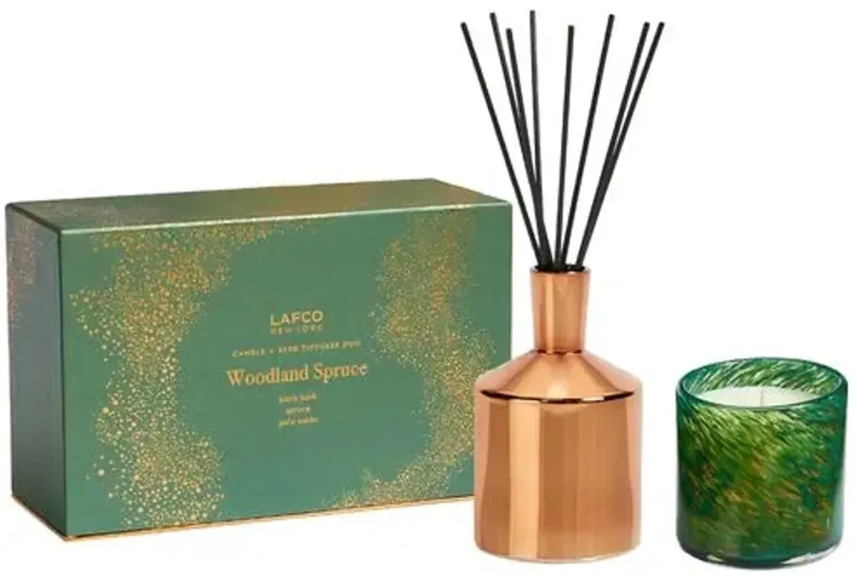 Woodland Spruce Classic Candle & Diffuser Duo - LAFCO New York - Green