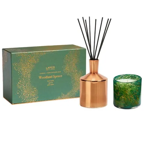 Woodland Spruce Classic Candle & Diffuser Duo - LAFCO New York - Green