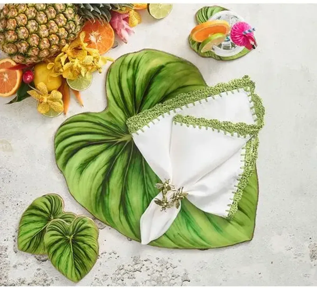 Set of 4 Tropicana Coasters - Kim Seybert - Green