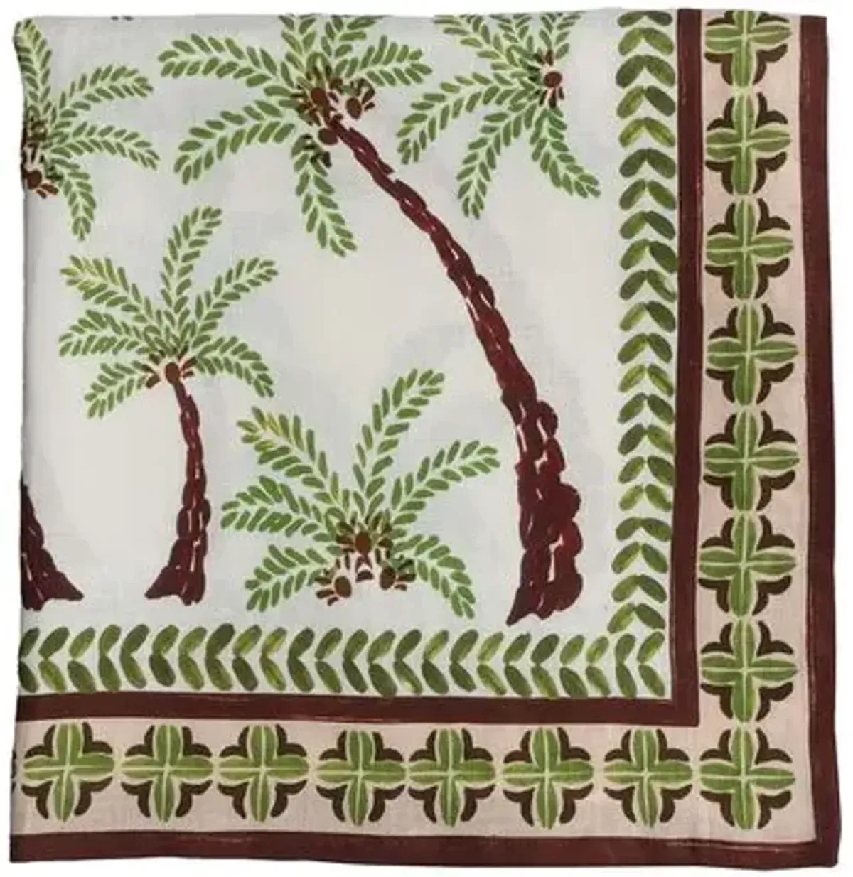 Oasis Tablecloth - Ivory - Green & Brown - Kim Seybert - Multi