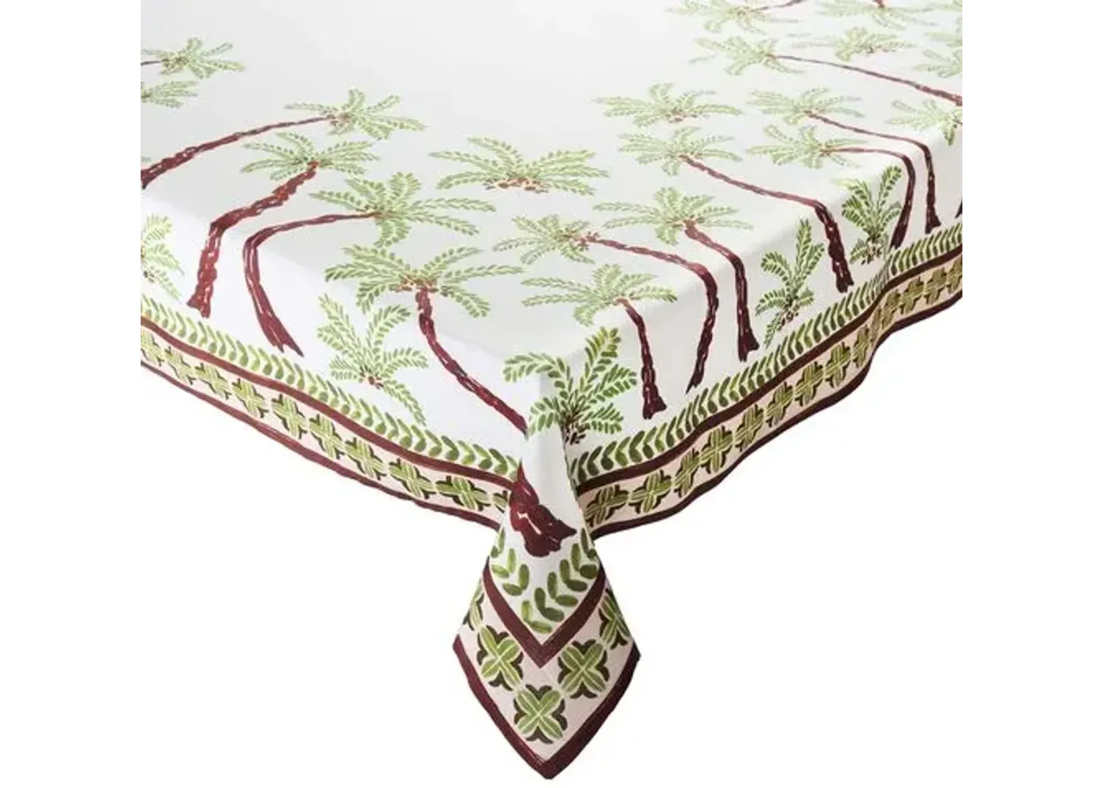 Oasis Tablecloth - Ivory - Green & Brown - Kim Seybert - Multi