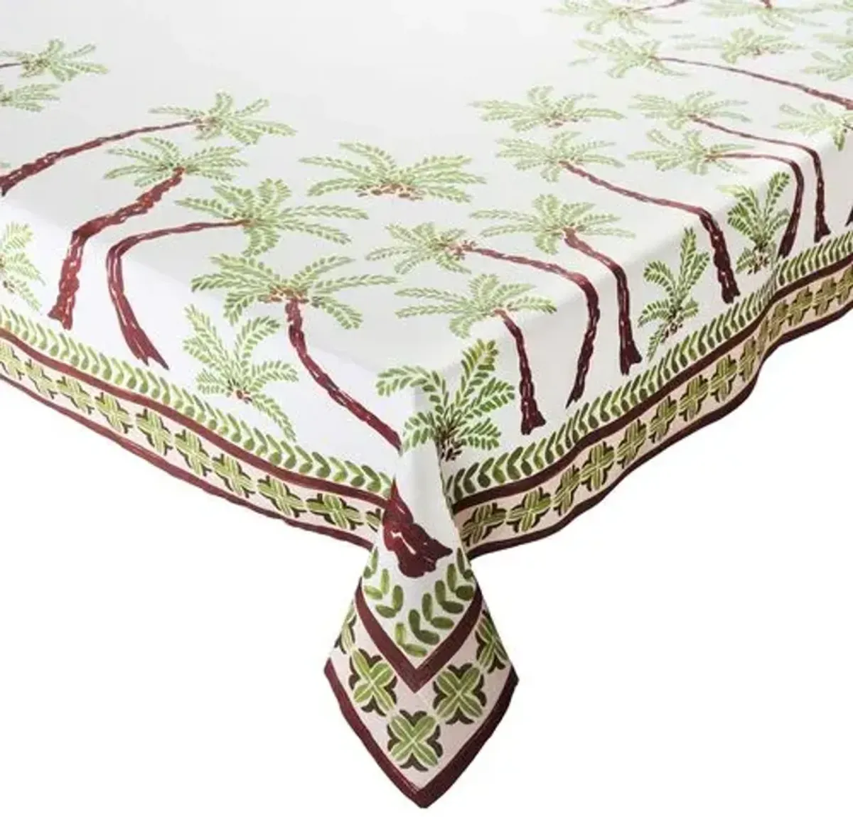 Oasis Tablecloth - Ivory - Green & Brown - Kim Seybert - Multi