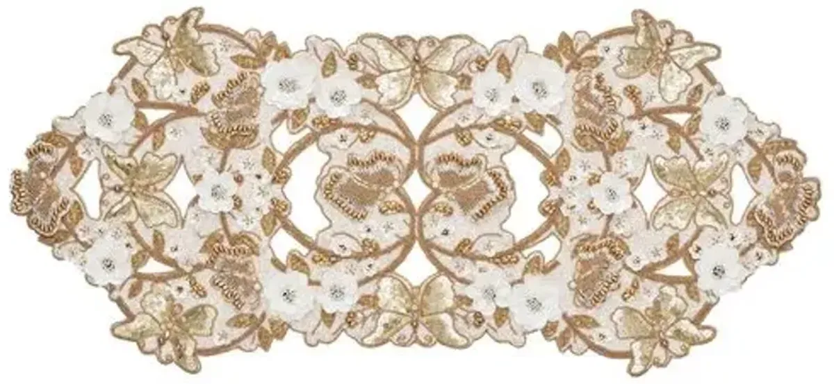 Papillion Runner - Ivory & Gold - Kim Seybert