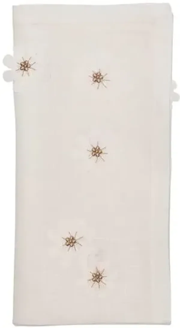 Set of 4 Florette Napkins - White & Natural - Kim Seybert