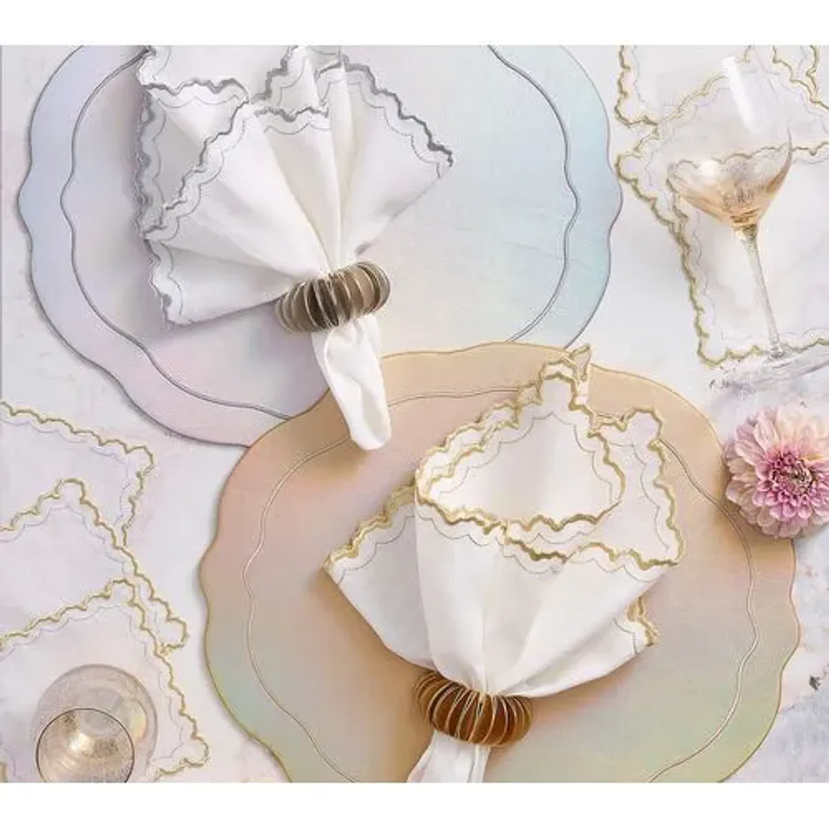 Set of 4 Tailored Placemats - Kim Seybert - Gold