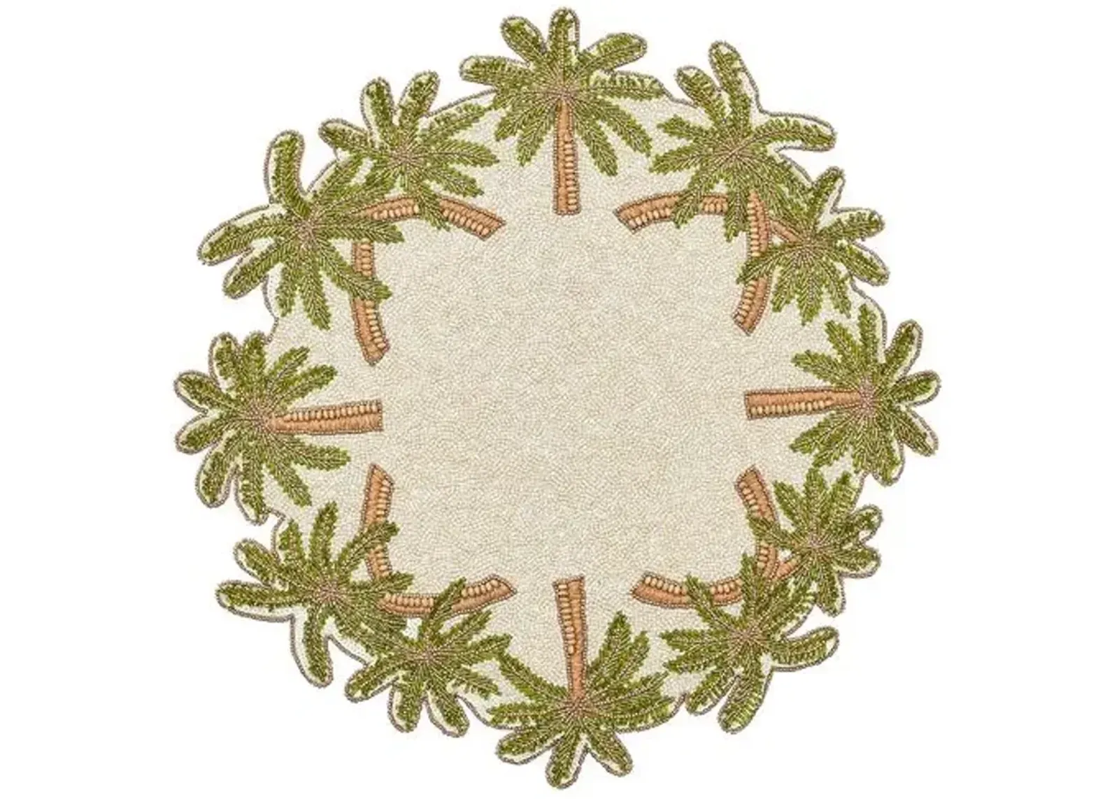 Set of 2 Oasis Placemats - Ivory - Green & Gold - Kim Seybert - Multi