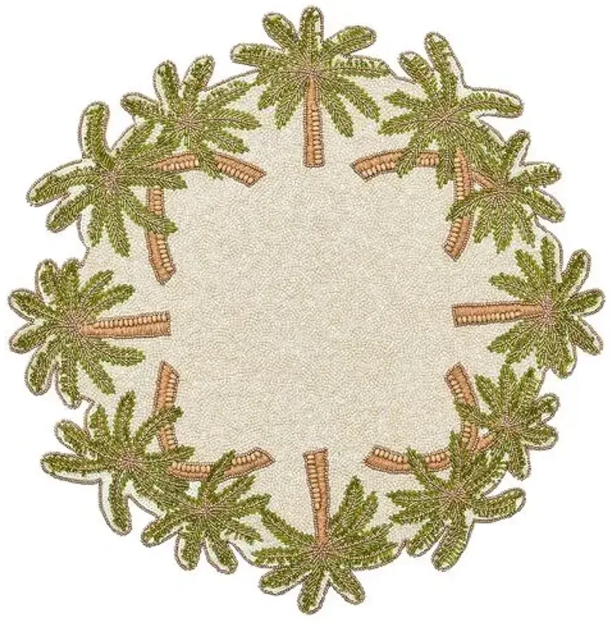 Set of 2 Oasis Placemats - Ivory - Green & Gold - Kim Seybert - Multi