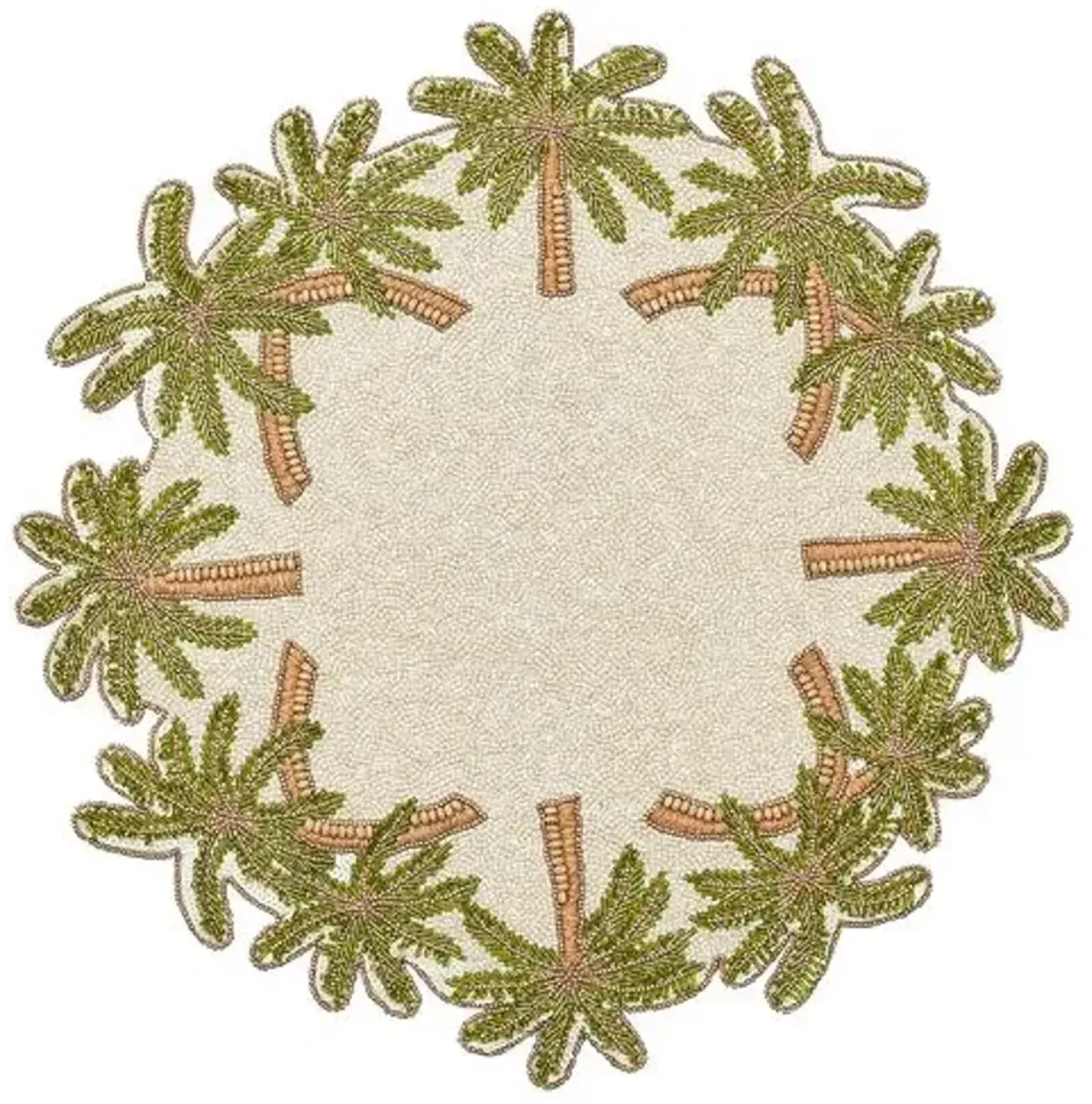 Set of 2 Oasis Placemats - Ivory - Green & Gold - Kim Seybert - Multi