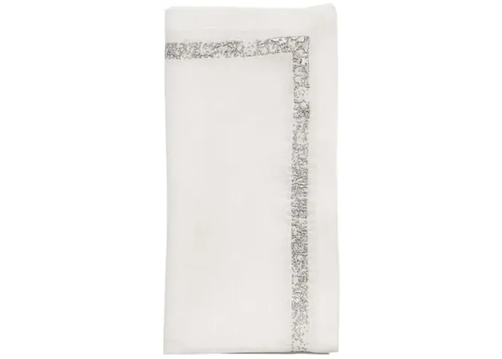 Set of 4 Impression Napkins - Kim Seybert - Silver