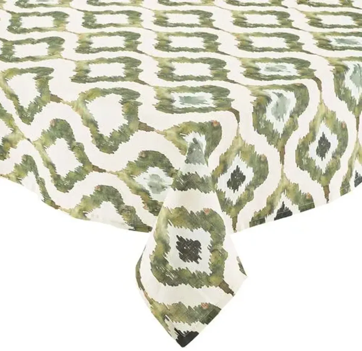 Watercolor Ikat Tablecloth - Kim Seybert - Green