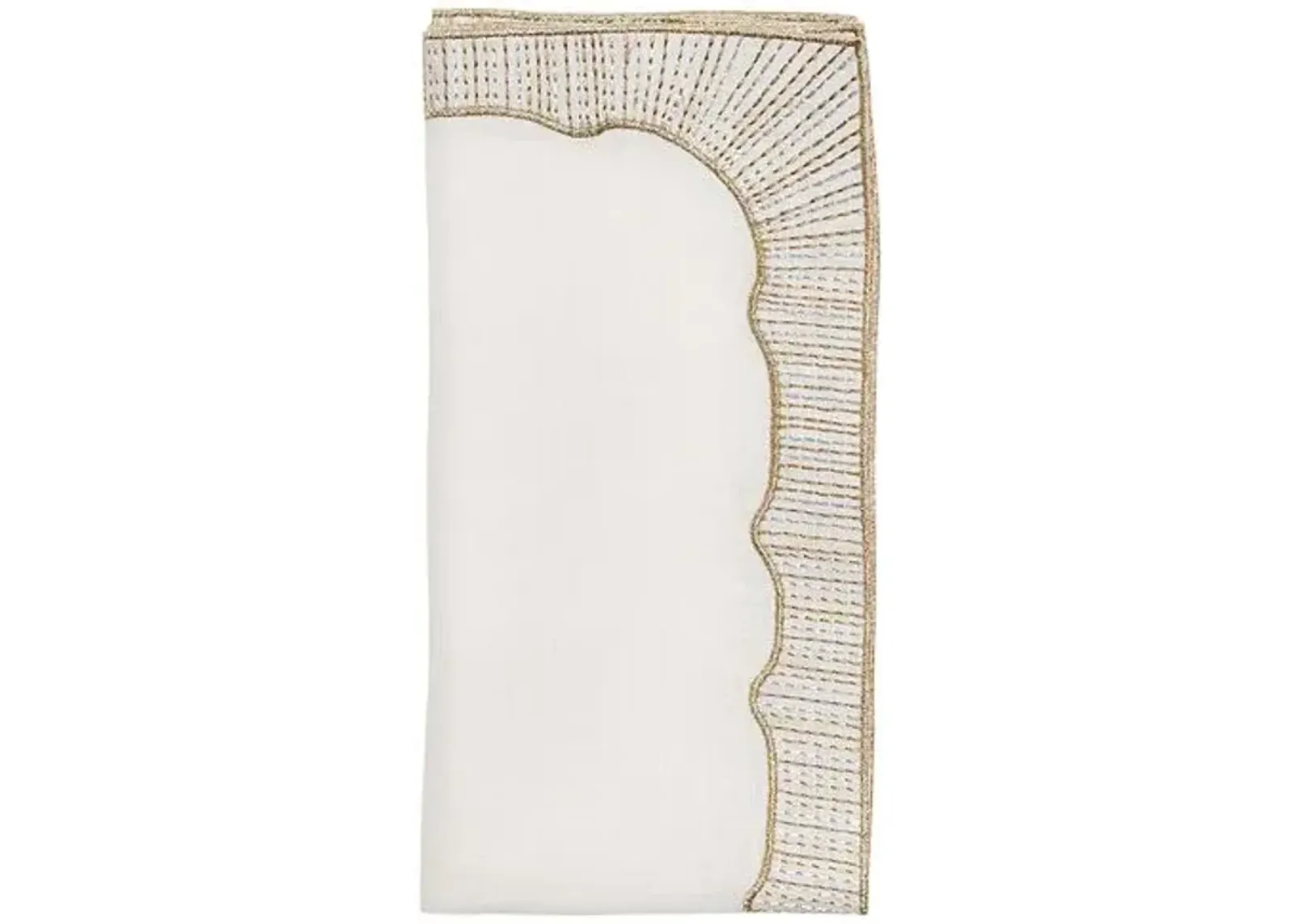 Set of 4 Frame Napkins - White - Gold & Silver - Kim Seybert