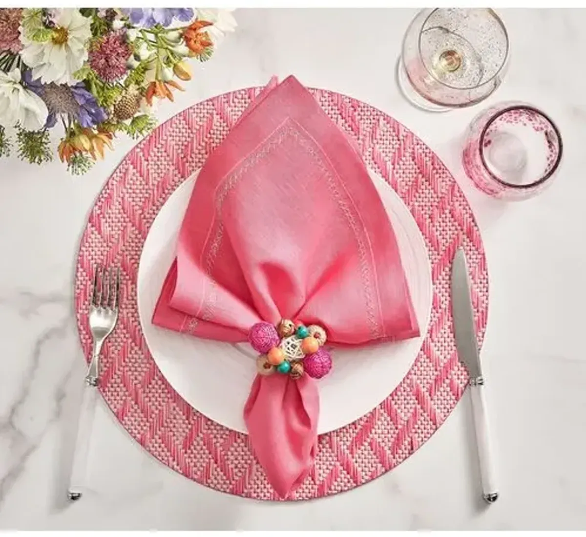 Set of 4 Classic Napkins - Kim Seybert - Pink