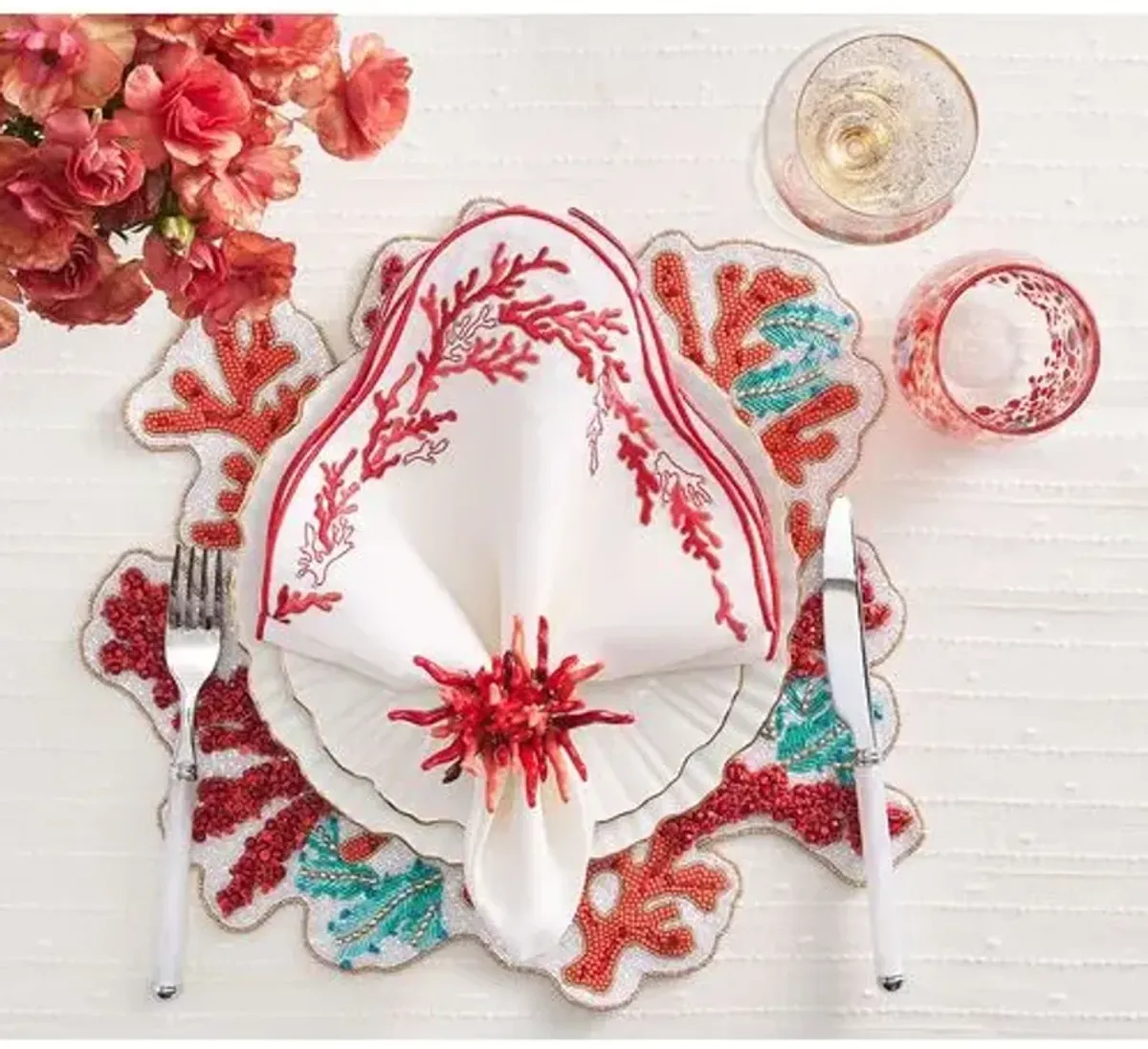 Set of 2 Coral Spray Placemats - Kim Seybert - Multi