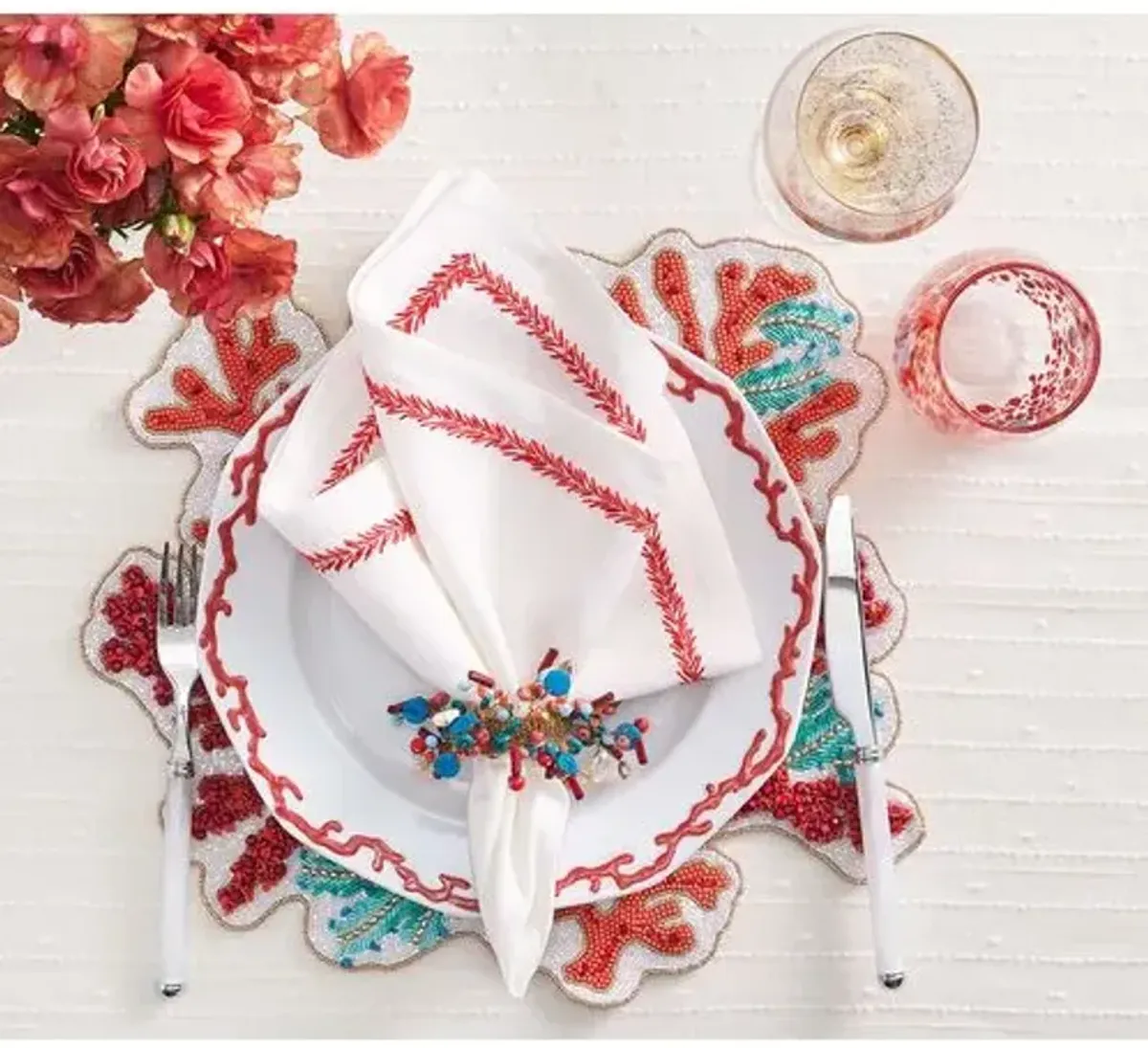 Set of 2 Coral Spray Placemats - Kim Seybert - Multi