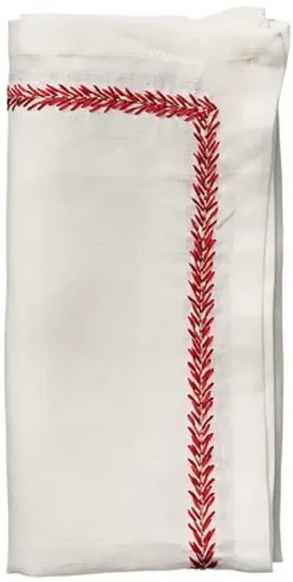 Set of 4 Jardin Napkins - Kim Seybert - Red