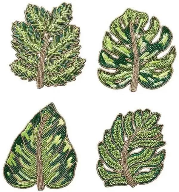 Set of 4 Laurel Drink Coasters - Kim Seybert - Green