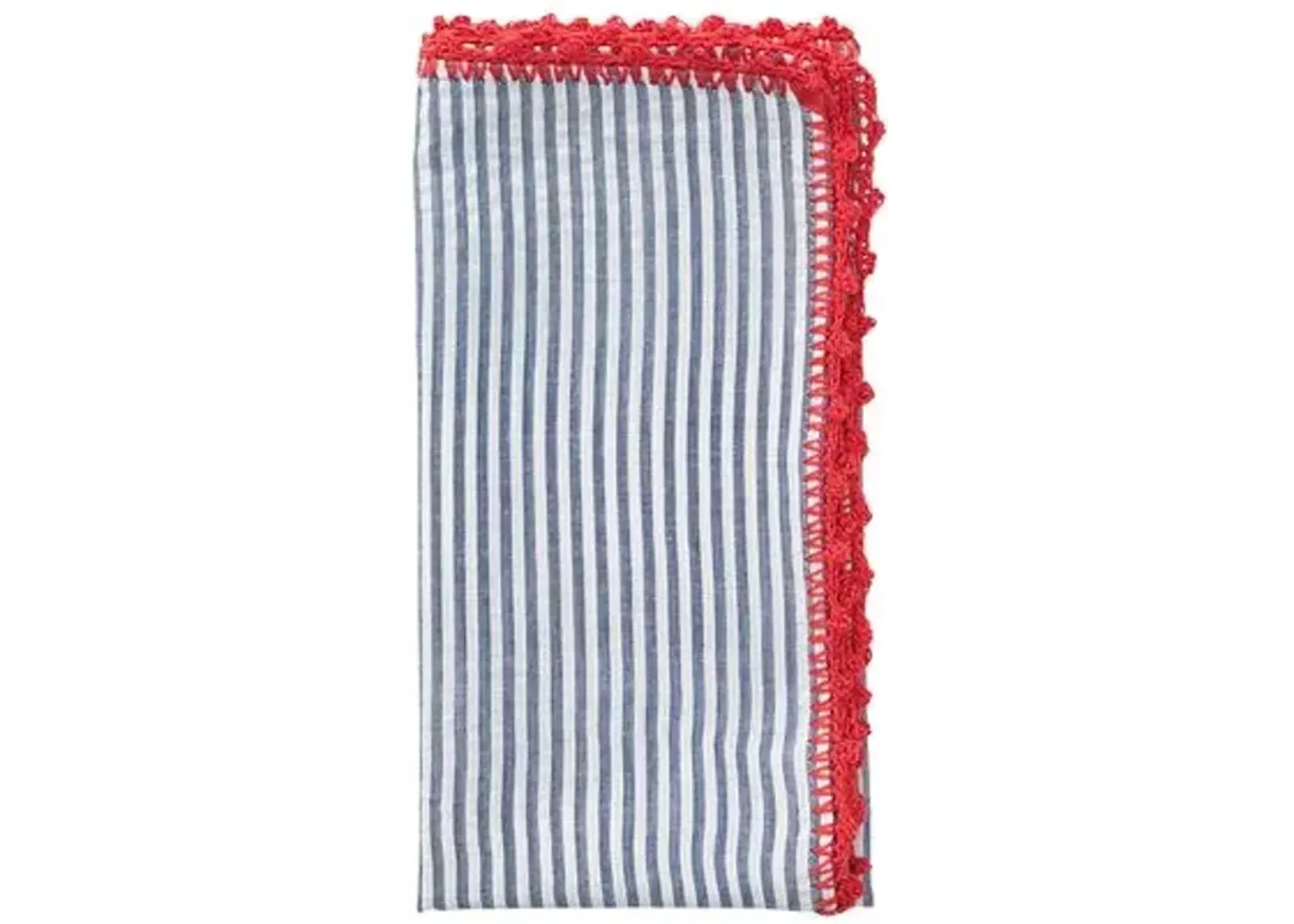 Set of 4 Seersucker Napkins - Kim Seybert - Red