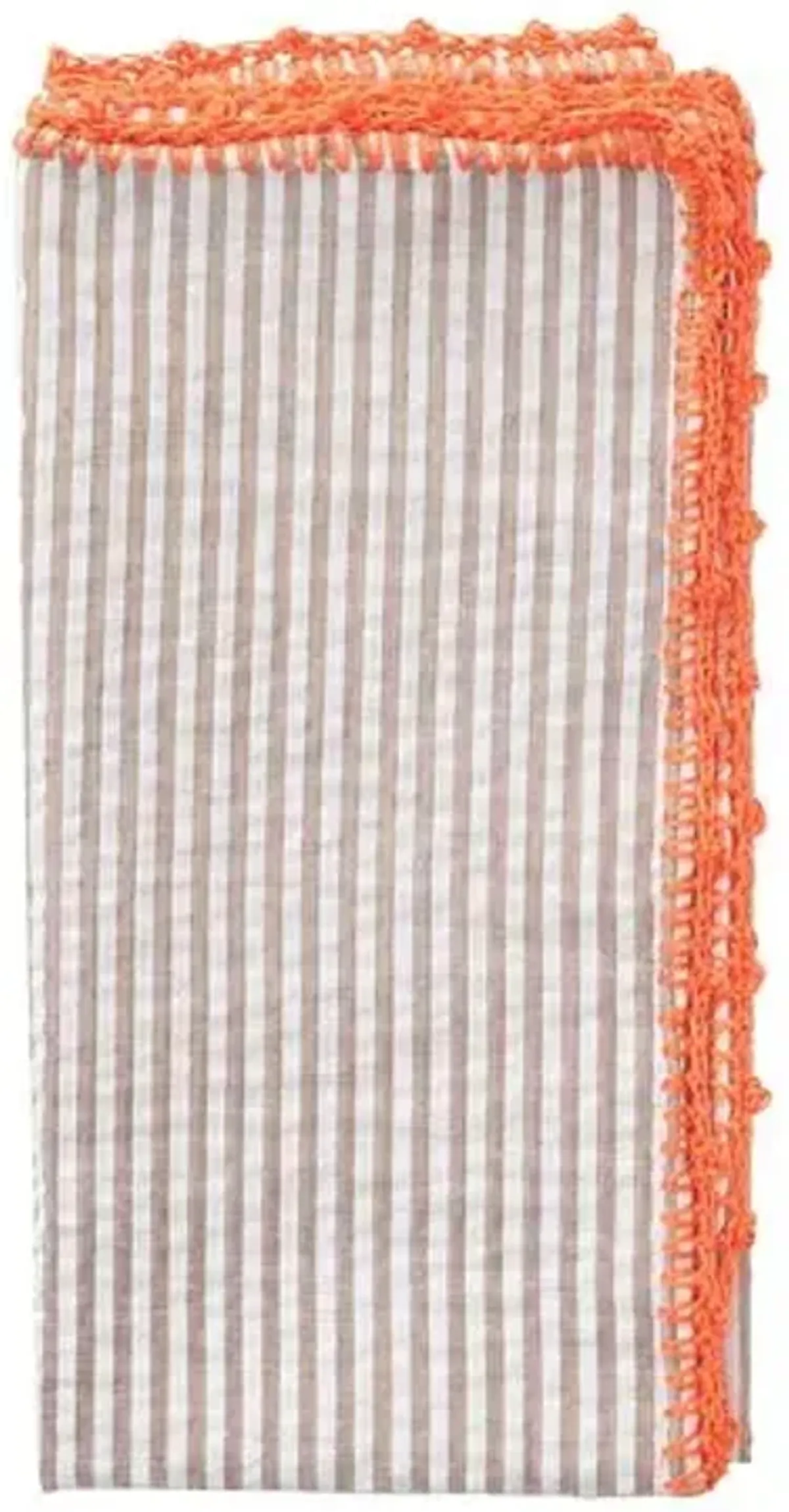 Set of 4 Seersucker Napkins - Kim Seybert - Orange